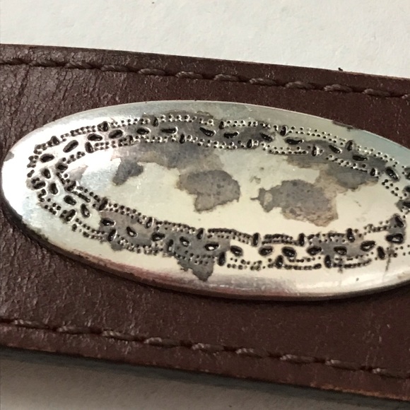 BRIGHTON Concho Leather Belt Western Brown Silver - Picture 3 of 15